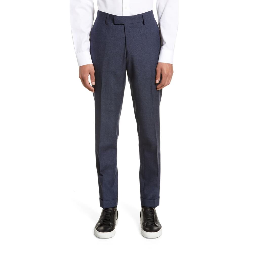 Tiger of Sweden Tilman Slim Houndstooth Wool Trousers Men's 30 Navy Blue